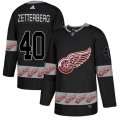 Detroit Red Wings #40 Henrik Zetterberg Authentic Black Team Logo Fashion NHL Jersey