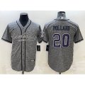 Dallas Cowboys #20 Tony Pollard Grey Gridiron With Patch Cool Base Stitched Baseball Jersey