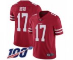 San Francisco 49ers #17 Jalen Hurd Red Team Color Vapor Untouchable Limited Player 100th Season Football Jersey