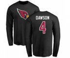 Arizona Cardinals #4 Phil Dawson Black Name & Number Logo Long Sleeve T-Shirt