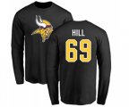 Minnesota Vikings #69 Rashod Hill Black Name & Number Logo Long Sleeve T-Shirt