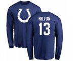 Indianapolis Colts #13 T.Y. Hilton Royal Blue Name & Number Logo Long Sleeve T-Shirt