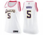 Women's Los Angeles Lakers #5 Robert Horry Swingman White Pink Fashion Basketball Jersey
