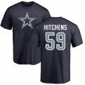 Dallas Cowboys #59 Anthony Hitchens Navy Blue Name & Number Logo T-Shirt