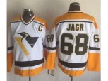 Pittsburgh Penguins #68 Jaromir Jagr White Yellow CCM Throwback Stitched NHL Jersey