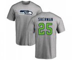 Seattle Seahawks #25 Richard Sherman Ash Name & Number Logo T-Shirt