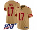 San Francisco 49ers #17 Jalen Hurd Limited Gold Inverted Legend 100th Season Football Jersey