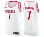 Women's Houston Rockets #7 Carmelo Anthony Swingman White Pink Fashion Basketball Jersey