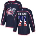 Columbus Blue Jackets #71 Nick Foligno Authentic Navy Blue USA Flag Fashion NHL Jersey