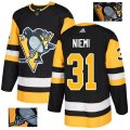 Pittsburgh Penguins #31 Antti Niemi Authentic Black Fashion Gold NHL Jersey