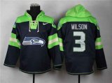 Seattle Seahawks #3 Russell Wilson green-blue[pullover hooded sweatshirt]