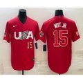 USA Baseball #15 Bobby Witt Jr Number 2023 Red World Baseball Classic Stitched Jersey