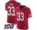 San Francisco 49ers #33 Roger Craig Red Team Color Vapor Untouchable Limited Player 100th Season Football Jersey