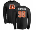 Cincinnati Bengals #98 Ryan Glasgow Black Name & Number Logo Long Sleeve T-Shirt