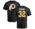 Washington Redskins #32 Samaje Perine Black Name & Number Logo T-Shirt