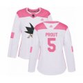 Women San Jose Sharks #5 Dalton Prout Authentic White Pink Fashion Hockey Jersey