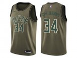 Milwaukee Bucks #34 Giannis Antetokounmpo Green Salute to Service NBA Swingman Jersey