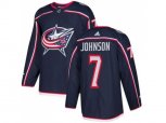 Columbus Blue Jackets #7 Jack Johnson Navy Blue Home Authentic Stitched NHL Jersey