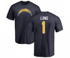 Los Angeles Chargers #1 Ty Long Navy Blue Name & Number Logo T-Shirt