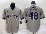 New York Yankees #48 Anthony Rizzo Grey Stitched MLB Nike Cool Base Throwback Jersey