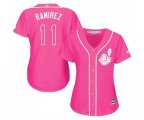 Women's Cleveland Indians #11 Jose Ramirez Authentic Pink Fashion Cool Base Baseball Jersey