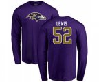 Baltimore Ravens #52 Ray Lewis Purple Name & Number Logo Long Sleeve T-Shirt