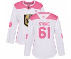 Women Vegas Golden Knights #61 Mark Stone Authentic White Pink Fashion Hockey Jersey