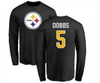 Pittsburgh Steelers #5 Joshua Dobbs Black Name & Number Logo Long Sleeve T-Shirt
