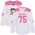 Women Pittsburgh Penguins #75 Ryan Reaves Authentic White Pink Fashion NHL Jersey