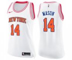 Women's New York Knicks #14 Anthony Mason Swingman White Pink Fashion Basketball Jersey