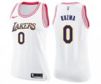 Women's Los Angeles Lakers #0 Kyle Kuzma Swingman White Pink Fashion Basketball Jersey