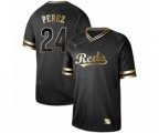 Cincinnati Reds #24 Tony Perez Authentic Black Gold Fashion Baseball Jersey