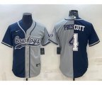 Dallas Cowboys #4 Dak Prescott Navy Blue Grey Two Tone With Patch Cool Base Stitched Baseball Jersey