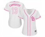 Women's St. Louis Cardinals #13 Matt Carpenter Replica White Fashion Baseball Jersey