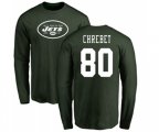 New York Jets #80 Wayne Chrebet Green Name & Number Logo Long Sleeve T-Shirt