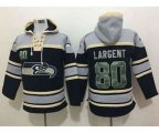 Seattle Seahawks #80 Steve Largent grey-black[pullover hooded sweatshirt]