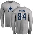 Dallas Cowboys #84 James Hanna Ash Name & Number Logo Long Sleeve T-Shirt