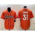 Denver Broncos #31 Justin Simmons Orange Stitched Cool Base Nike Baseball Jersey