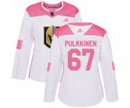 Women Vegas Golden Knights #67 Teemu Pulkkinen Authentic White-Pink Fashion NHL Jersey