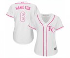 Women's Kansas City Royals #6 Billy Hamilton Authentic White Fashion Cool Base Baseball Jersey