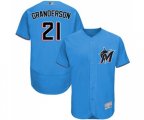 Miami Marlins #21 Curtis Granderson Blue Alternate Flex Base Authentic Collection Baseball Jersey