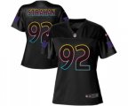 Women New York Giants #92 Michael Strahan Game Black Fashion Football Jersey