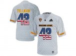 2016 US Flag Fashion Men's Arizona State Sun Devils Pat Tillman #42 Desert Ice College Football Jersey - White