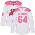 Women New Jersey Devils #64 Joseph Blandisi Authentic White Pink Fashion NHL Jersey