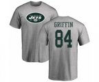 New York Jets #84 Ryan Griffin Ash Name & Number Logo T-Shirt