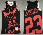 Chicago Bulls #23 Michael Jordan Black Big Face Mitchell Ness Hardwood Classics Soul Swingman Throwback Jersey