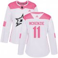Women's Dallas Stars #11 Curtis McKenzie Authentic White Pink Fashion NHL Jersey