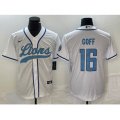 Detroit Lions #16 Jared Goff White Cool Base Stitched Baseball Jersey