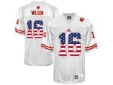 2016 US Flag Fashion-Men's Wisconsin Badgers Russell Wilson #16 College Football Jersey - White