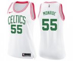 Women's Boston Celtics #55 Greg Monroe Swingman White Pink Fashion Basketball Jersey